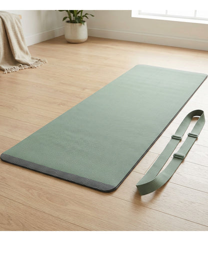 Vearoom Dual-Texture TPE Yoga Mat 183 x 61 x 0.6 cm with Strap Sage - Lifestyle view