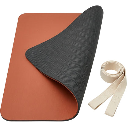 Vearoom PU and Natural Rubber Yoga Mat 185 x 68 x 0.5 cm with Strap Terracotta - Product view