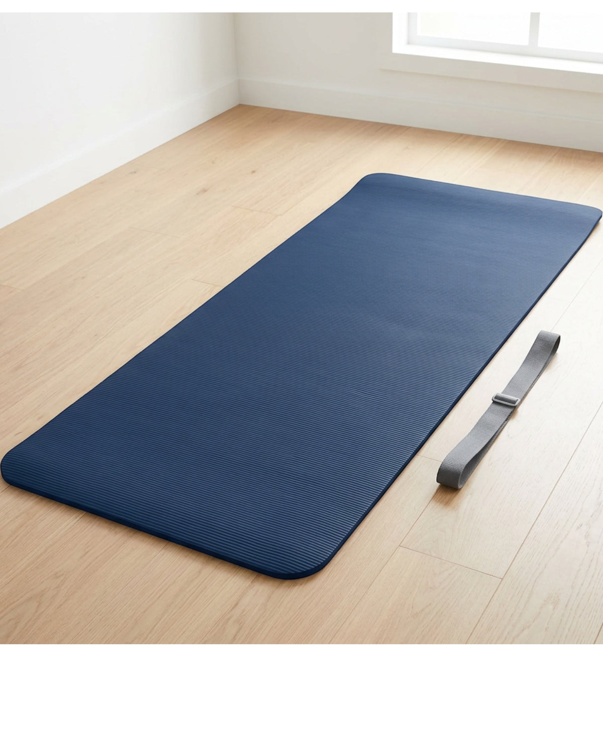Vearoom Wide NBR Yoga Mat 183 x 80 x 1 cm with Strap Navy - Lifestyle view