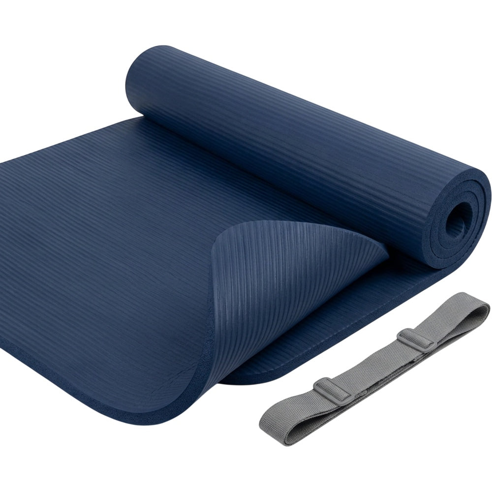 Vearoom Wide NBR Yoga Mat 183 x 80 x 1 cm with Strap Navy - Product view