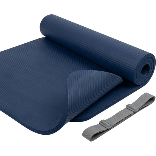 Vearoom Wide NBR Yoga Mat 183 x 80 x 1 cm with Strap Navy - Product view